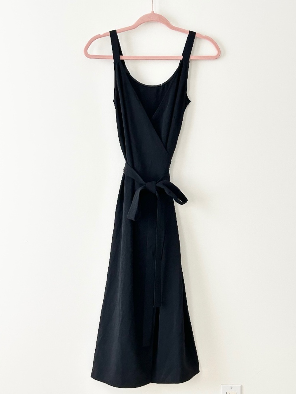 Everlane Japanese GoWeave Black Tank Wrap Dress